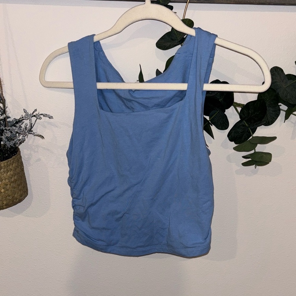 Garage Blue Fitted Crop Tank Top